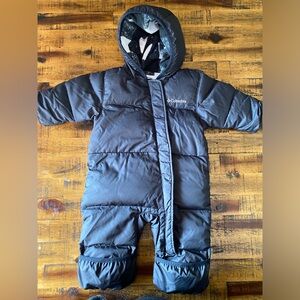 Baby 3-6m Columbia black with buffalo checkered inside snow suit.